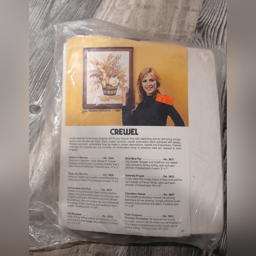 Vintage Crewel Embroidery Kit Hostess Exclusive Field Grasses Never Used 16x20